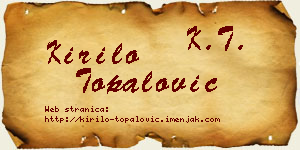 Kirilo Topalović vizit kartica
